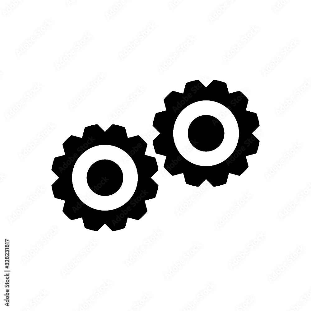 Gears Sign, Gear Icon isolated on white background Gears Sign, Gear Icon isolated on white background