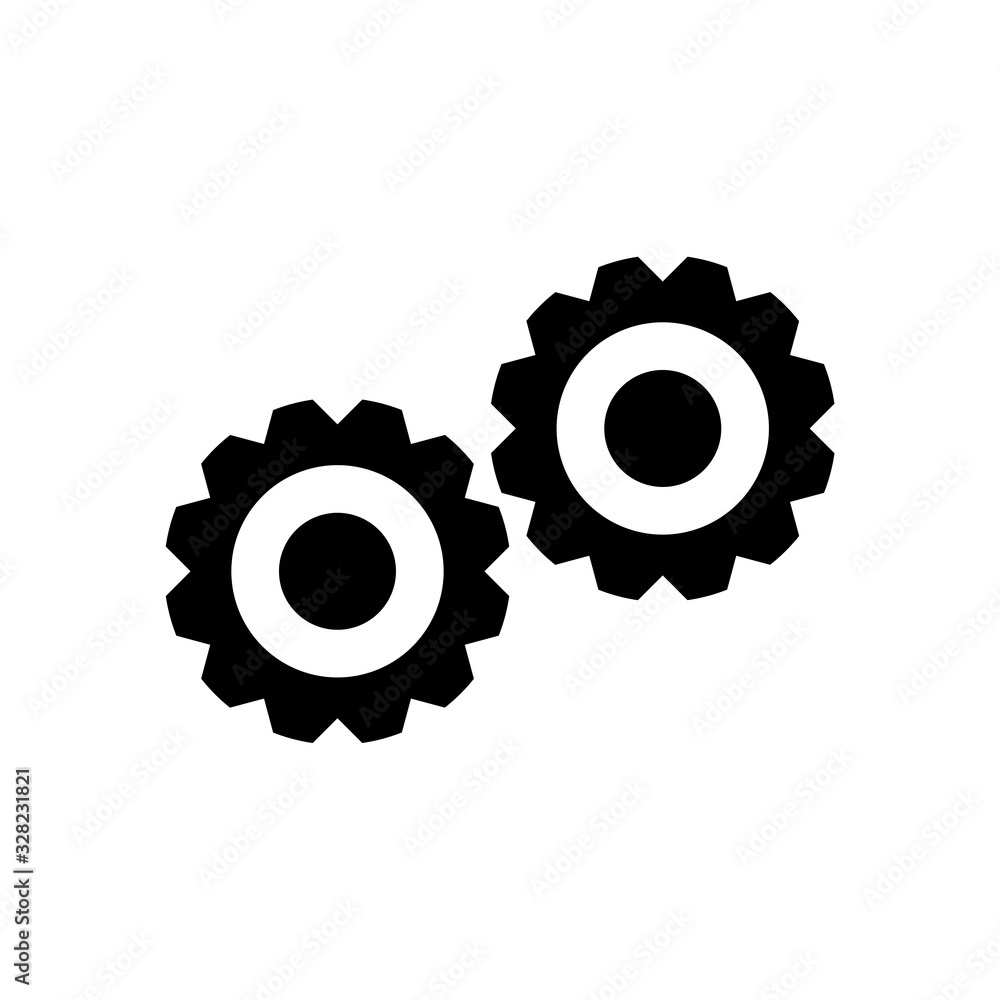 Gears Sign, Gear Icon isolated on white background Gears Sign, Gear Icon isolated on white background