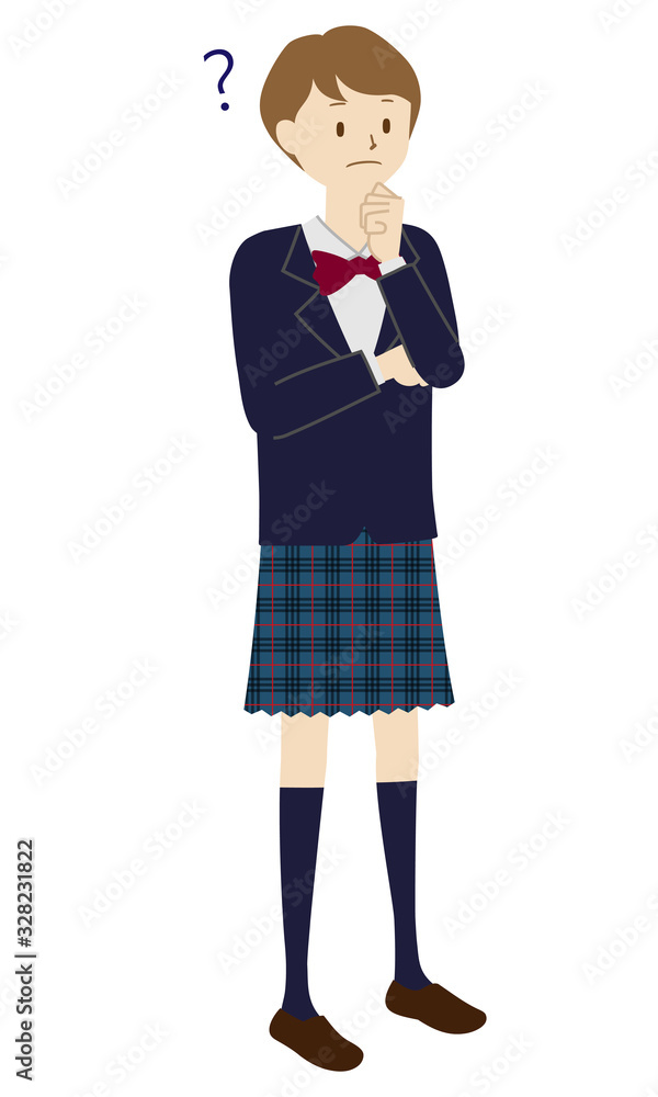 Illustration of a female student standing (thinking) Illustration of a female student standing (thinking)