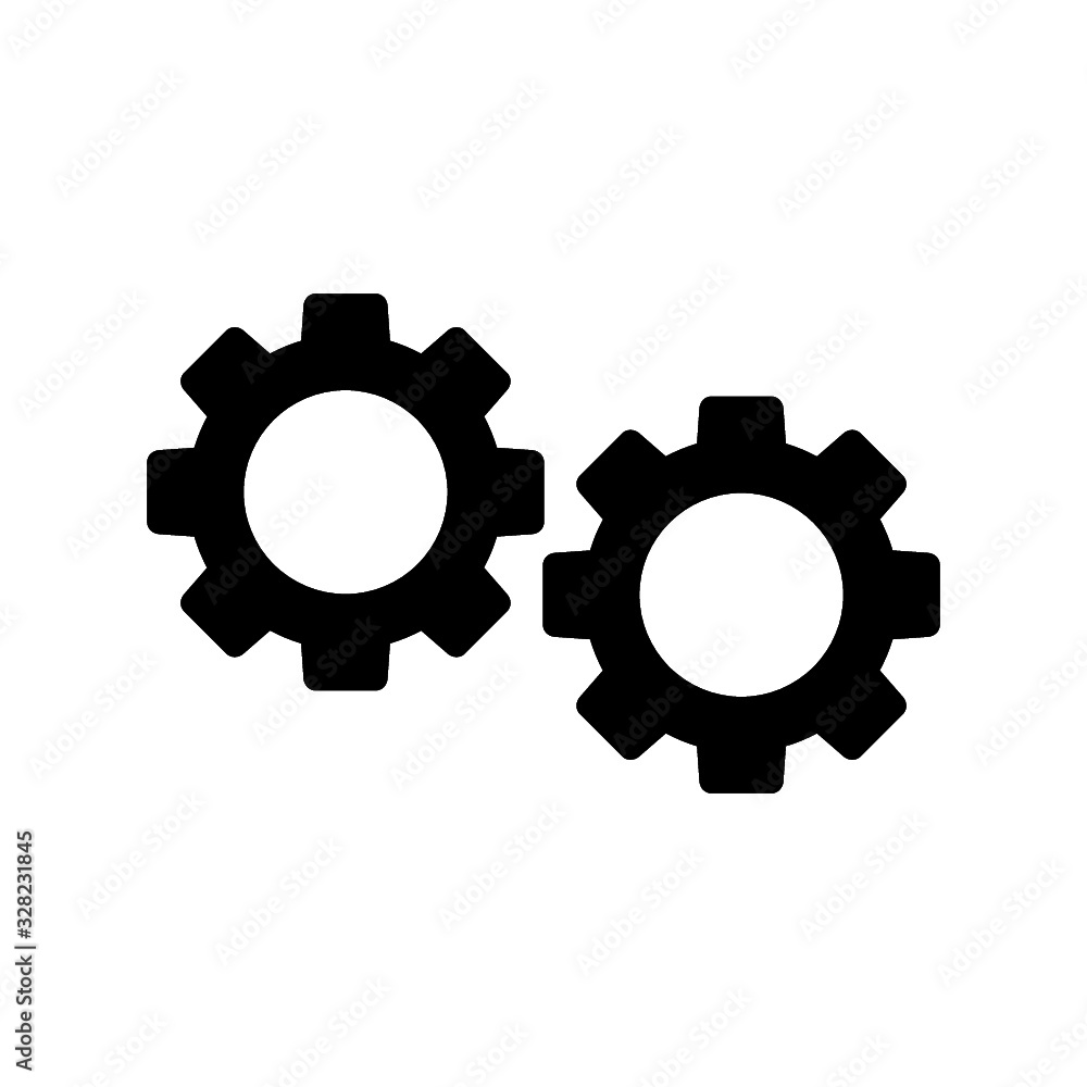 Gears Sign, Gear Icon isolated on white background
