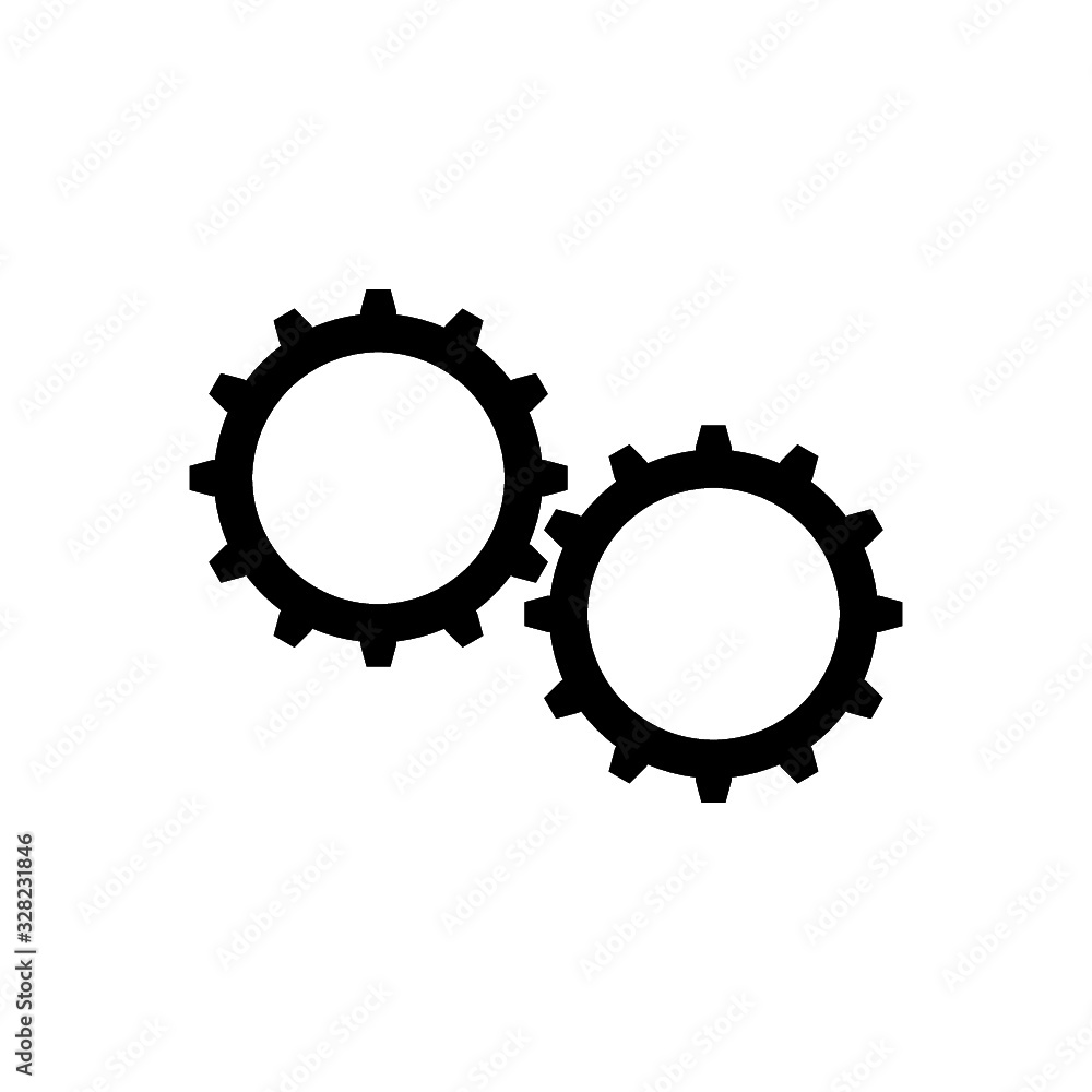 Gears Sign, Gear Icon isolated on white background Gears Sign, Gear Icon isolated on white background