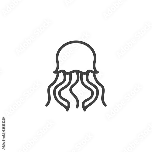 Jelly fish line icon. linear style sign for mobile concept and web design. Jellyfish animal outline vector icon. Symbol, logo illustration. Vector graphics