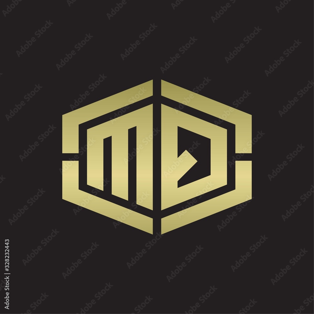 MQ Logo monogram with hexagon shape and piece line rounded design tamplate on gold colors MQ Logo monogram with hexagon shape and piece line rounded design tamplate on gold colors