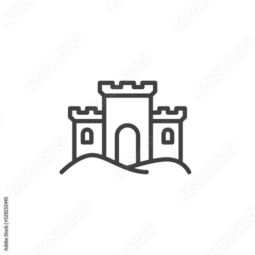 Sand castle line icon. linear style sign for mobile concept and web design. Beach sandcastle outline vector icon. Symbol, logo illustration. Vector graphics