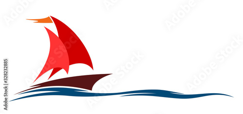 Symbol of red sailing in the sea.