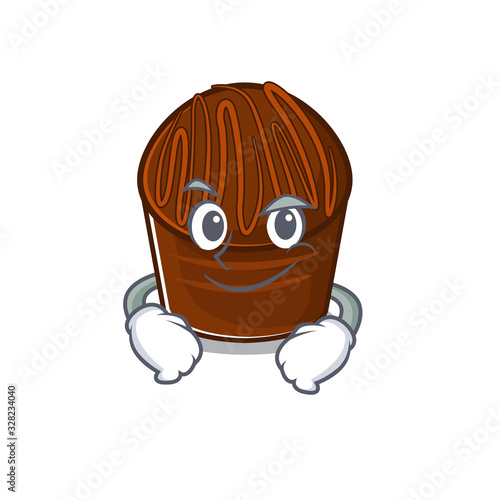 Cool chocolate candy mascot character with Smirking face