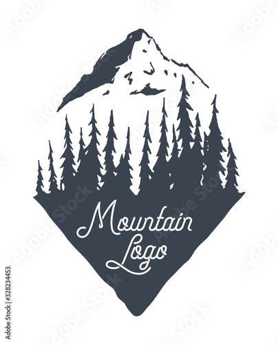 Mountain logotype logo forest nature forest vector