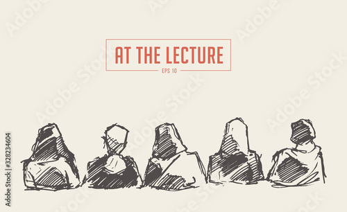 People sitting audience Lecture hall vector sketch