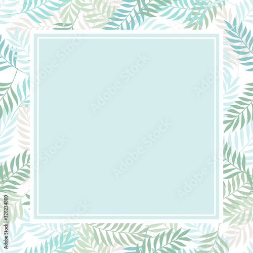 Colorful Leaves hand drawn card and white frame. vector illustration 