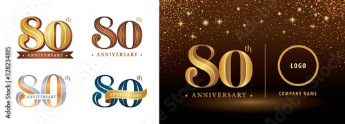 Set of 80th Anniversary logotype design, Eighty years Celebrating Anniversary Logo