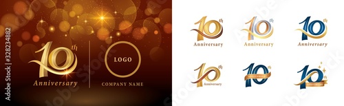 Set of 10th Anniversary logotype design, Ten years Celebrating Anniversary Logo
