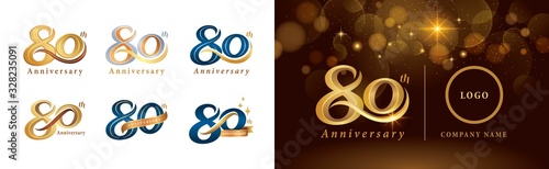 Set of 80th Anniversary logotype design, Eighty years Celebrating Anniversary Logo