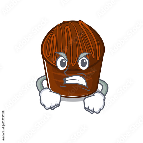 Chocolate candy cartoon character style having angry face