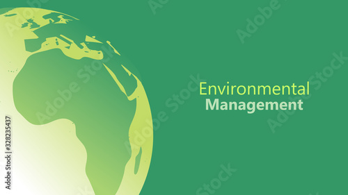 environmental management concept. Sliced earth globe map with green backround and custom text placement for go green and eco friendly web page, poster and presentation vector illustration 