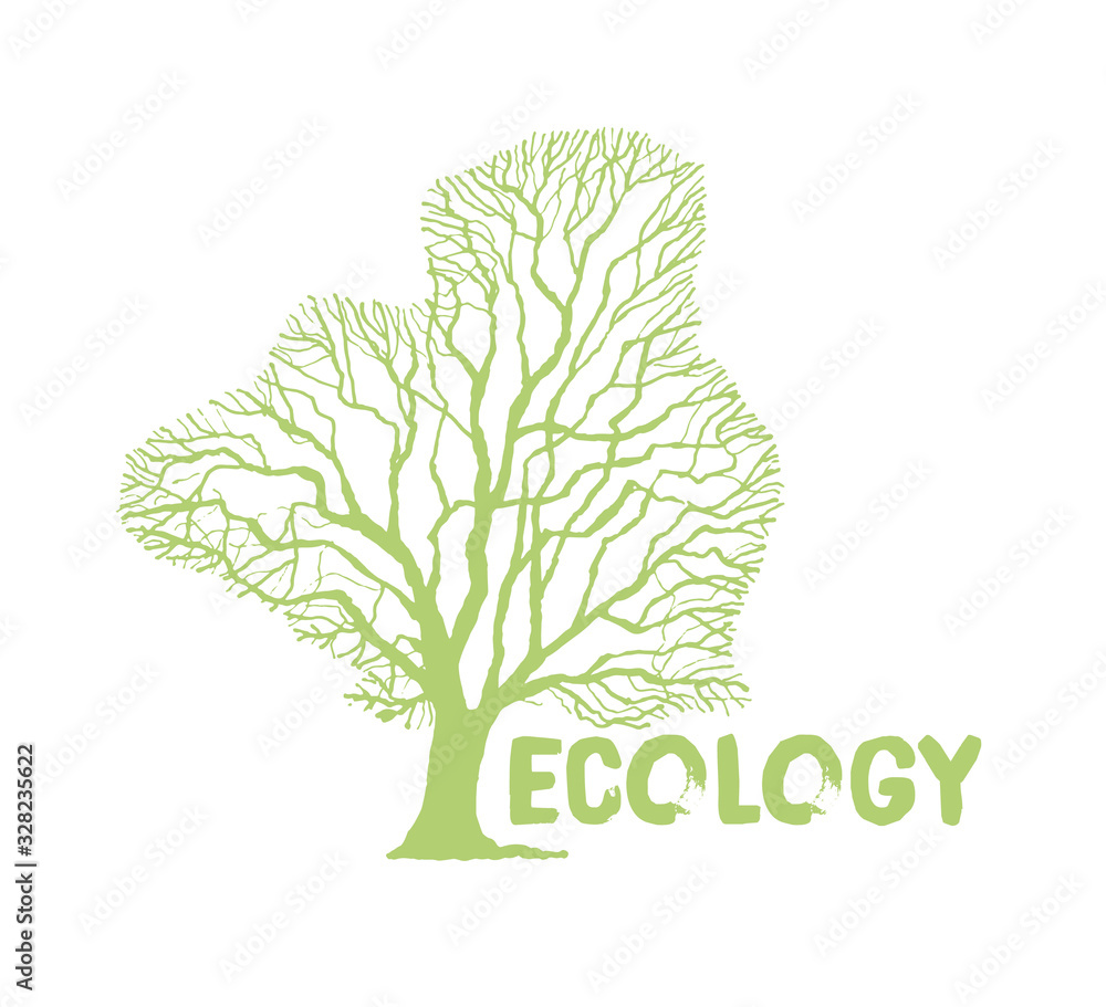 Obraz premium Green tree crown logotype for eco natural projects