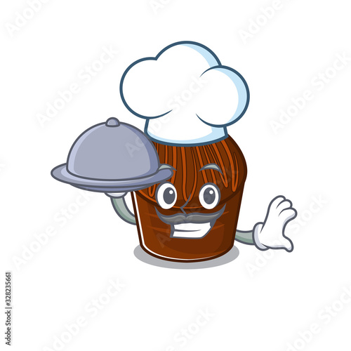 A picture of chocolate candy as a Chef serving food on tray © kongvector