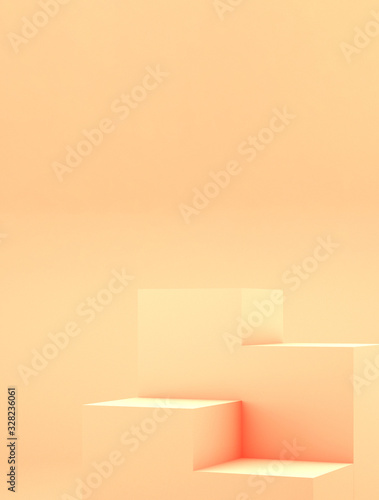 Geometric figures display on pink background,3d rendering ,3d illustration