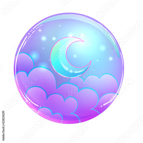 Magic Crystal Ball isolated on white. Creepy cute vector illustration. Gothic...