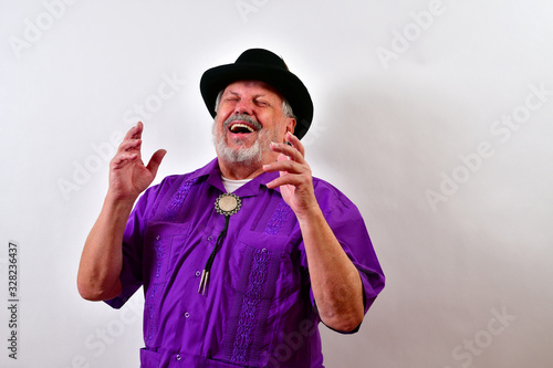 Billede på lærred Happy old man is laughing