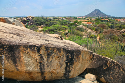 Landscape view from Casibari Rocks, Aruba, Netherland Antilles, Caribbean. photo