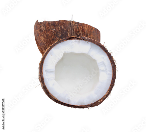 Coconut. Half coconut isolated on white background.
