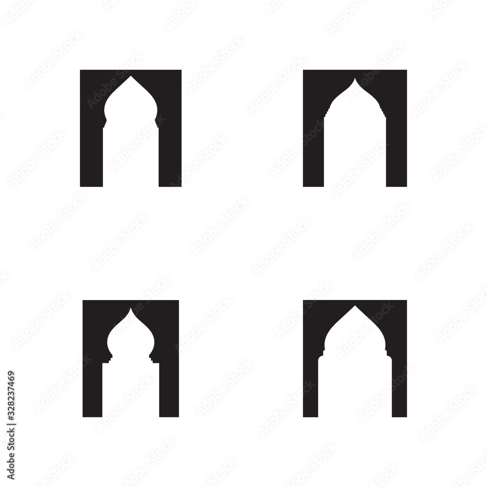 set of door mosque icon design template vector set of door mosque icon design template vector