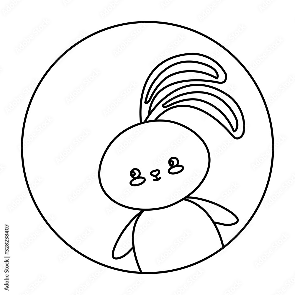 Fototapeta premium cute rabbit animal in frame circular vector illustration design