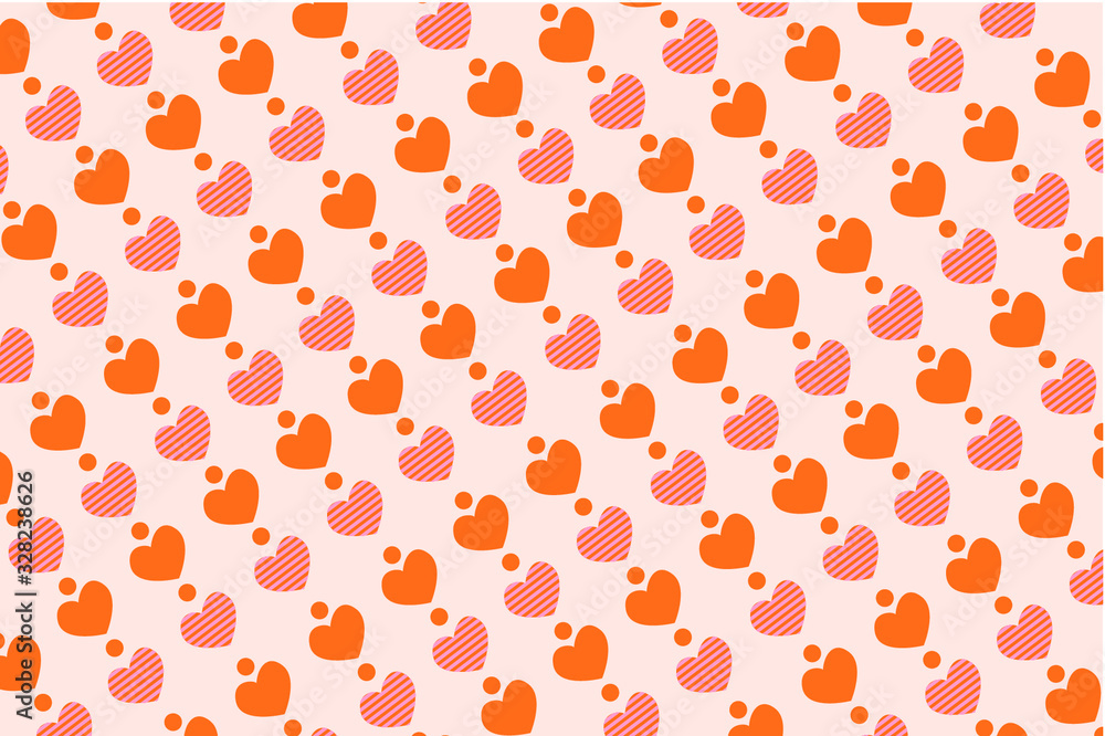 seamless background with Pink hearts Pattern