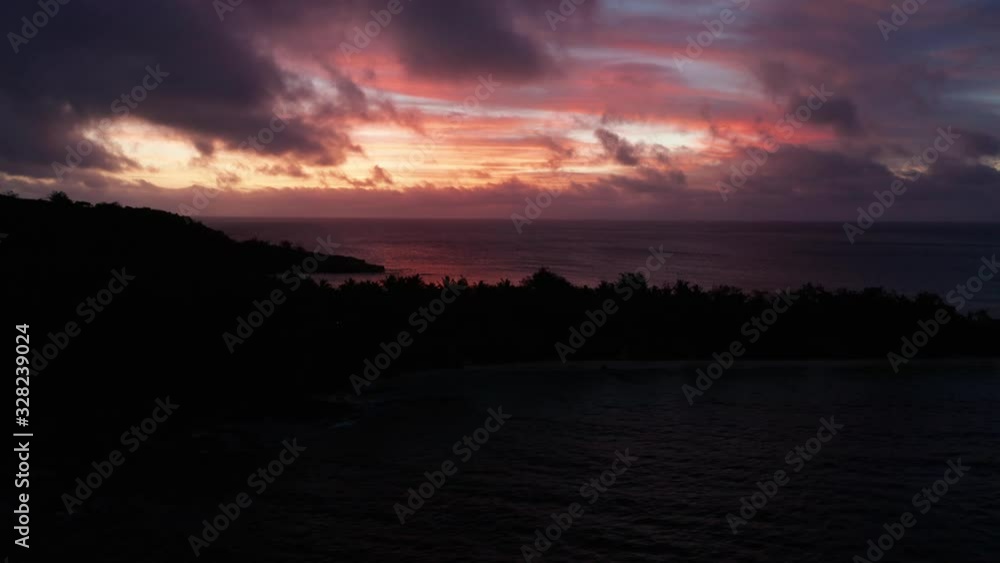 Drone view of the beautiful island in Fiji during sunset - Nature concept - Wide Shot Drone view of the beautiful island in Fiji during sunset - Nature concept - Wide Shot