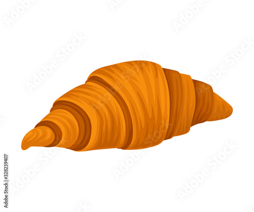 Sweet French Croissant with Crispy Crust Vector Food Element