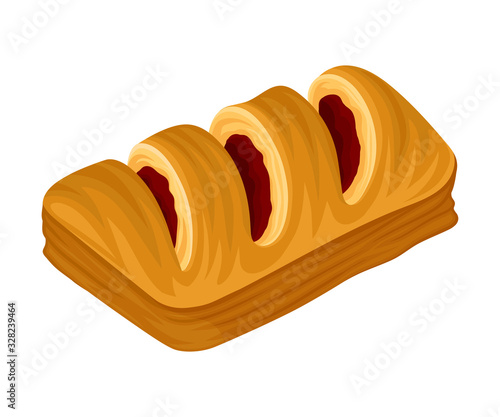 Bakery Product with Jam Filling Vector Illustrated Item