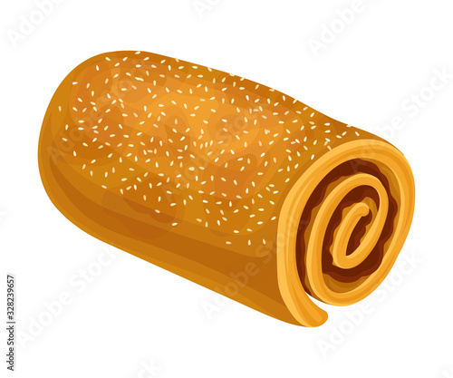 Tasty Rolled Pastry with Sweet Filling Vector Food Element