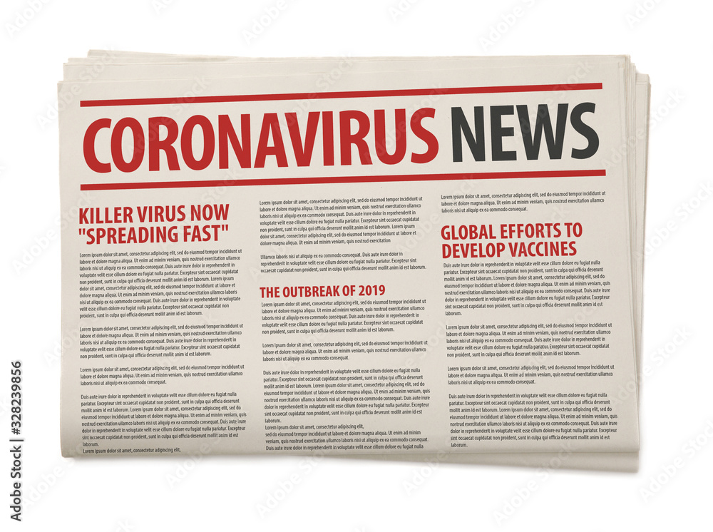 Mockup Of Coronavirus Newspaper News Related Of The Covid 19 With The The Headline In Paper Media Press Production Concept Isolated White Background Stock Photo Adobe Stock