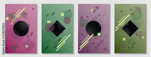 Memphis cover layouts kit. Front page templates