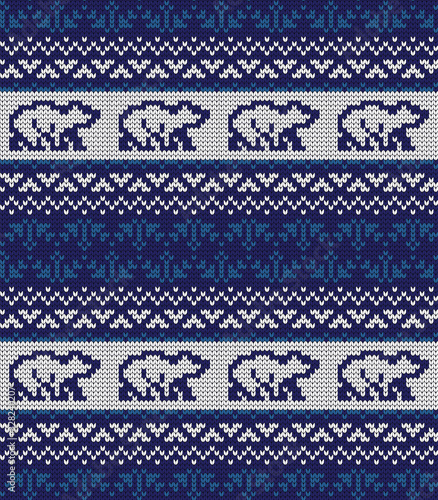 Knitted winter patten polar bears