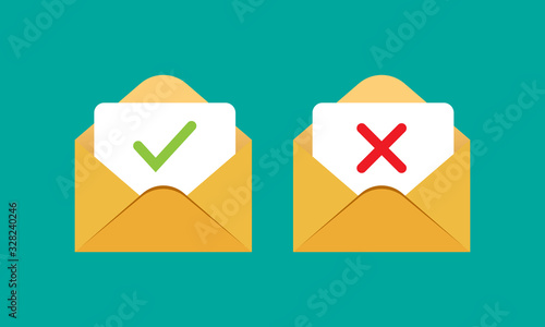 Confirm and rejection email icon design. vector illustration