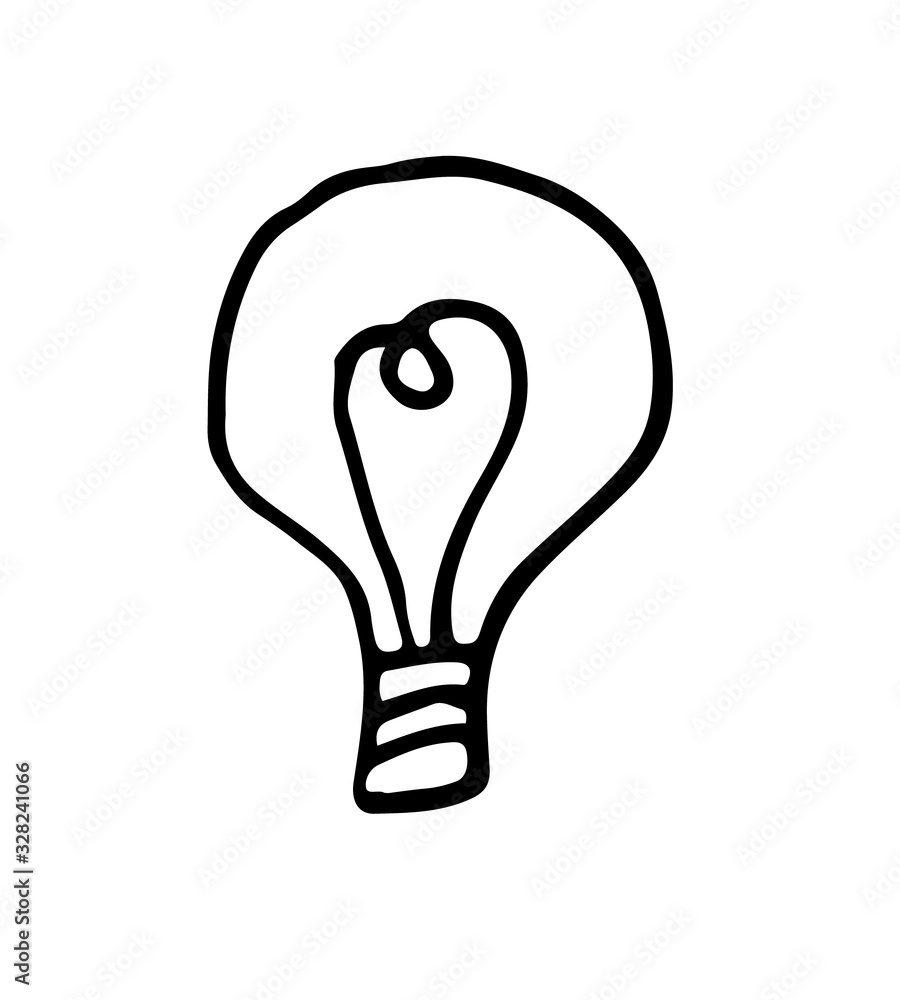 Light bulb icon idea symbol sketch in vector. Hand-drawn doodle sign Light bulb icon idea symbol sketch in vector. Hand-drawn doodle sign