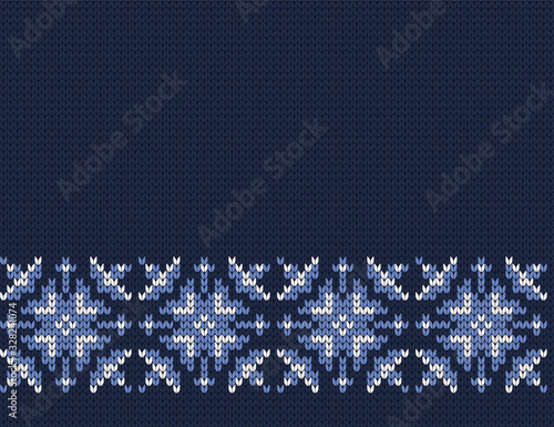 Knitted decorative seamless border snowflakes