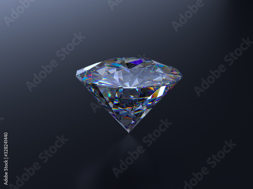 dark scene 3d rendering diamond