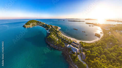 Coastal Scenery of Hon Thom Nature Park on An Thoi Archipelago, with Sea-Crossing Cable Car from Phu Quoc Island, the Longest Non-stop Three-way Cable Car in the World, Vietnam, Southeast Asia.