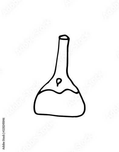 Vector hand drawn flask outline doodle icon. Flask sketch illustration for print, web
