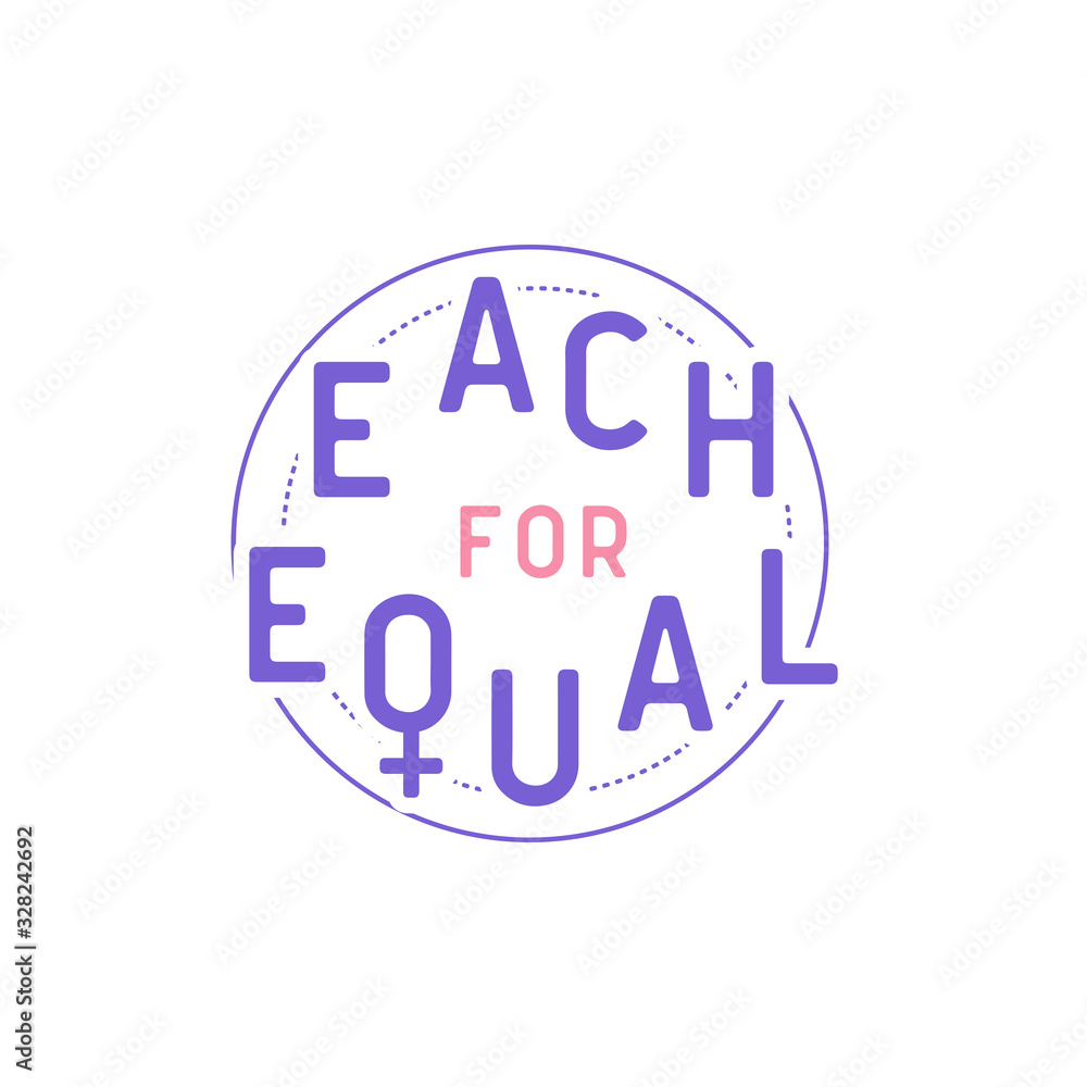 Each for equal logo design for celebrating International Woman day at march 8th. vector illustration. Each for equal logo design for celebrating International Woman day at march 8th. vector illustration.