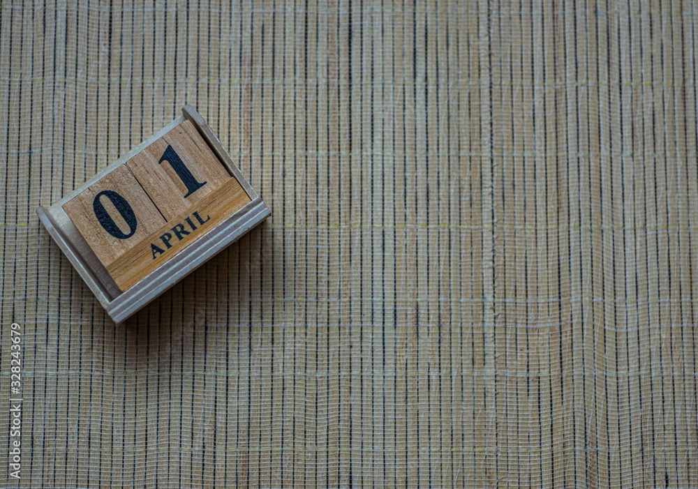 1st. April wooden calendar,  April fool day
