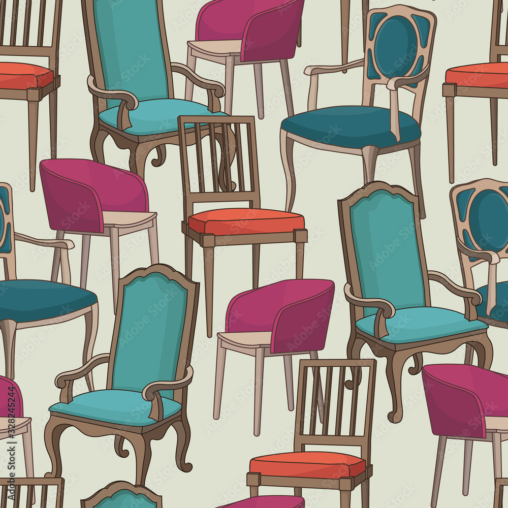 Vector seamless pattern with armchairs Vector seamless pattern with armchairs
