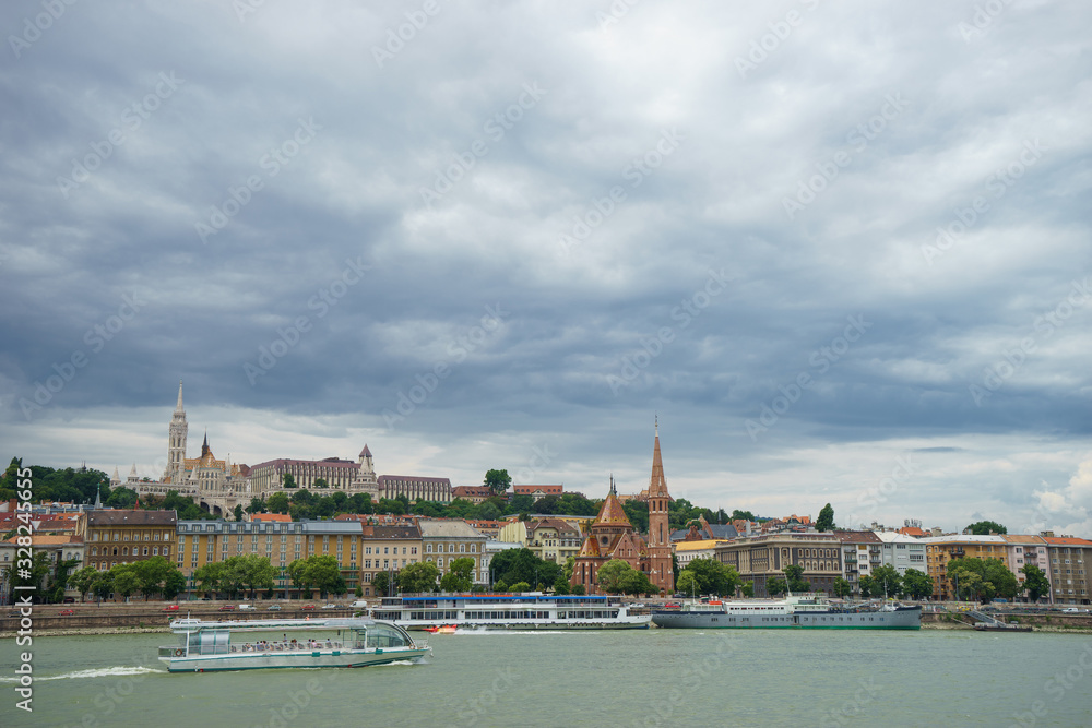City of Budapest at Danube River in Hungary, Buda side cityscape.