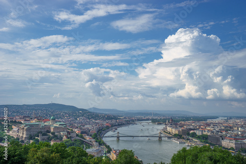 cityscape view of Danube river with beautiful sky in Budapest © Hladchenko Viktor