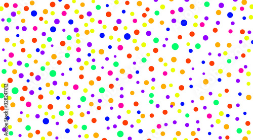 Pattern with shiny colorful confetti, abstract background for festive events, holiday and birthday. Multicolored balls on white background.