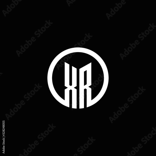 XR monogram logo isolated with a rotating circle