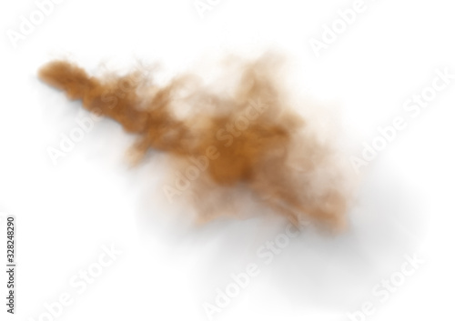 Dust sand cloud on a dusty road from a car.