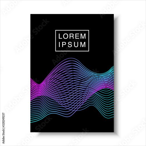 Abstract light line waves in dark background for cover , poster, flyer, or banner design